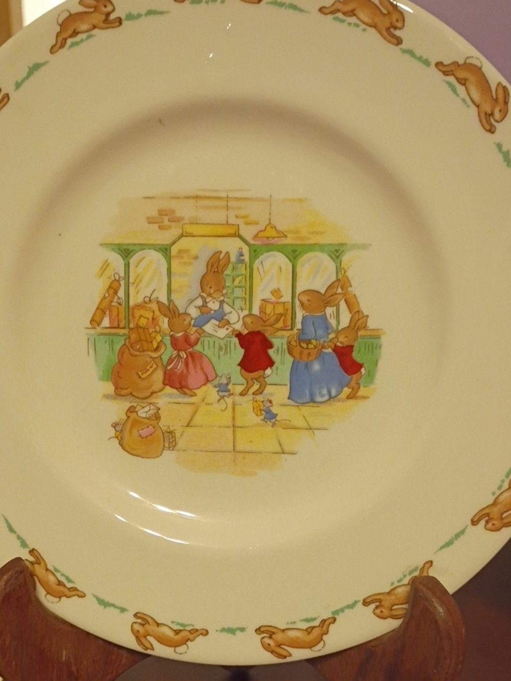 2 Royal Doulton Cream and Brown Bunny Family Children's Plates